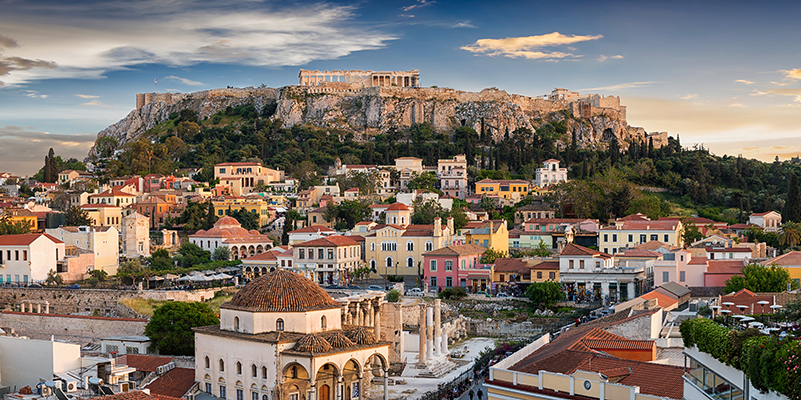 Athens skyline with Acropolis in distance