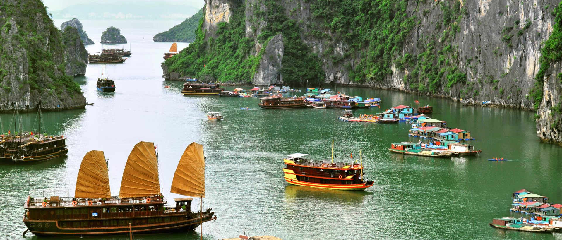 various boats on the water in Vietnam