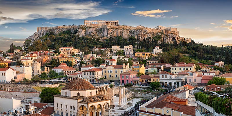 A view of the city with the Acropolis in the background