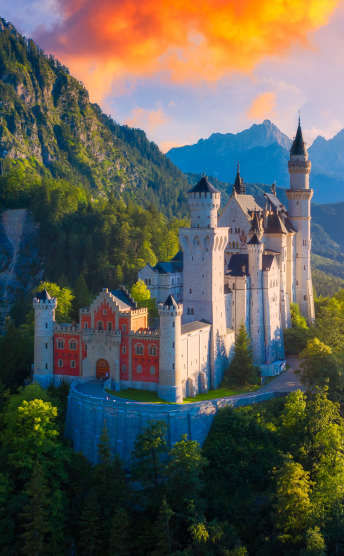 Neuschwanstein Castle in Hohenschwangau in Germany