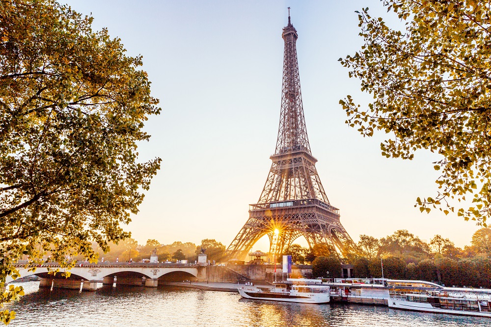 Exterior view of the Eiffel Tower in Paris