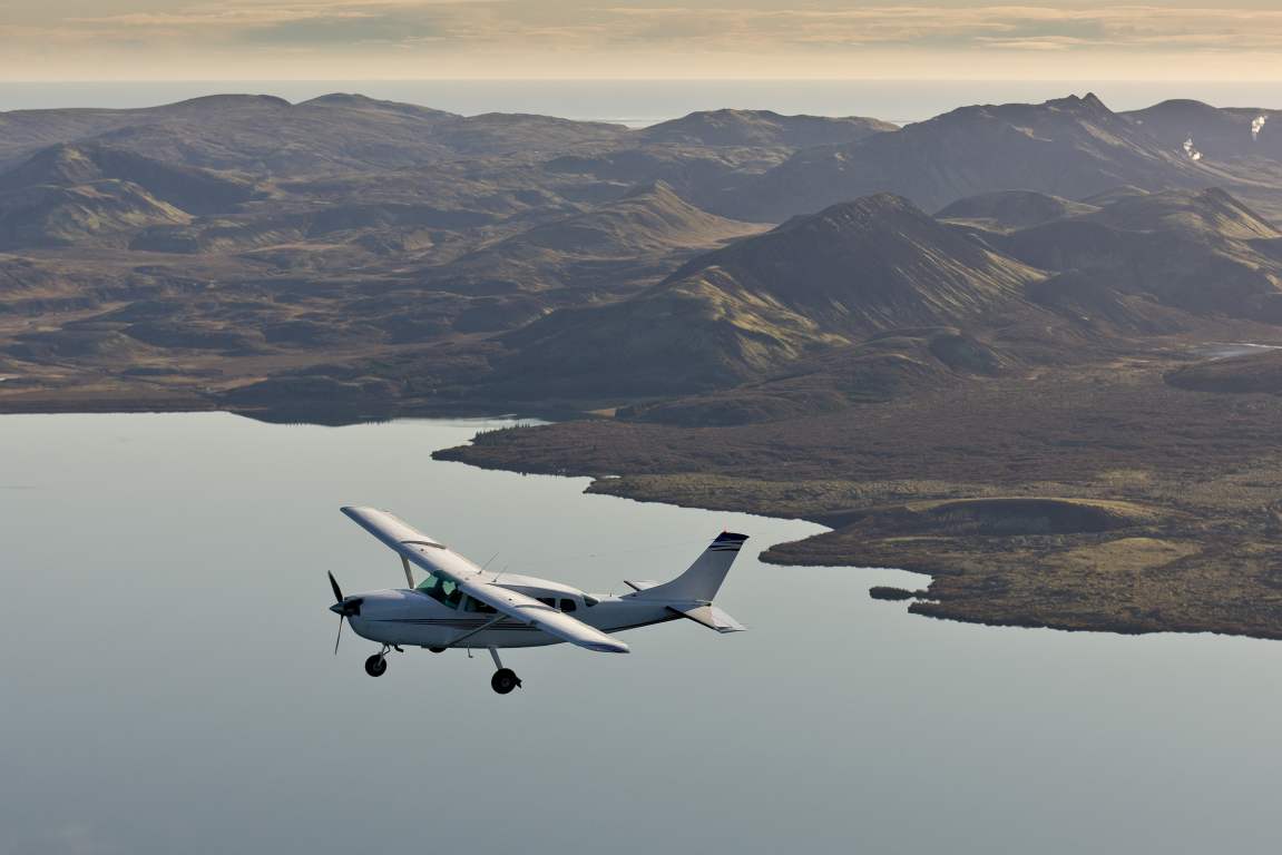 Plane flying over Iceland