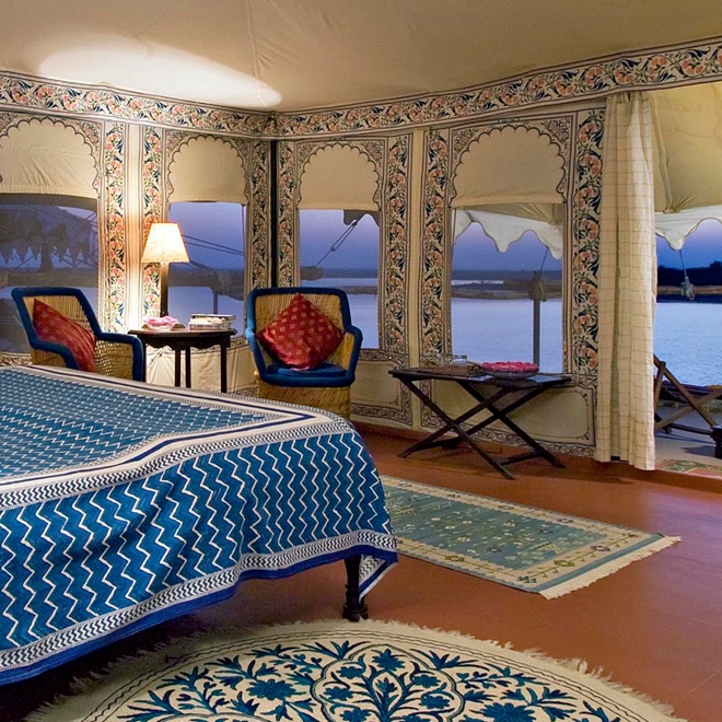 Tented rooms at Chhatra Sagar India