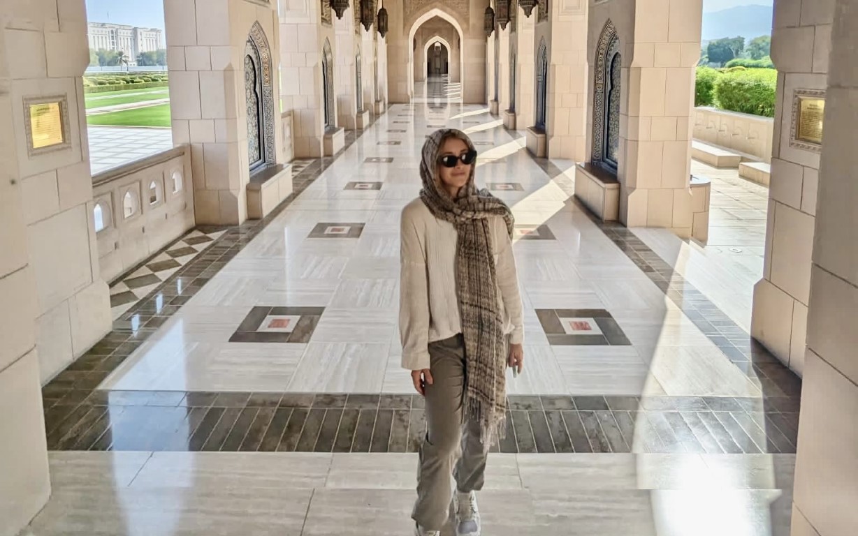 Jackie DeAntonis, Scott Dunn Travel Specialist, at Grand Mosque, Muscat
