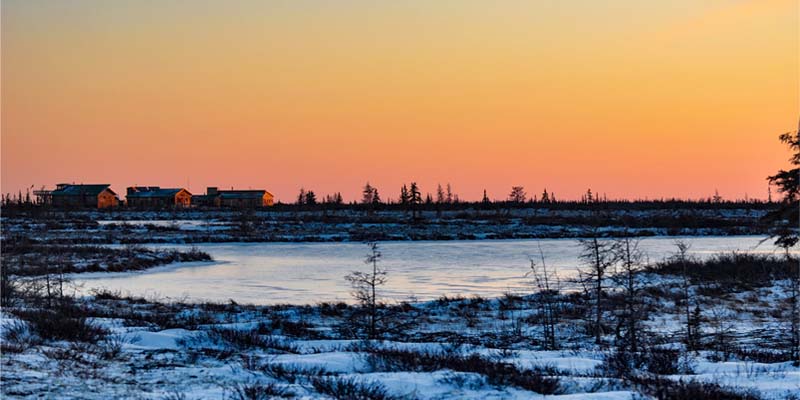 Dymond lake eco lodge in the sunset 