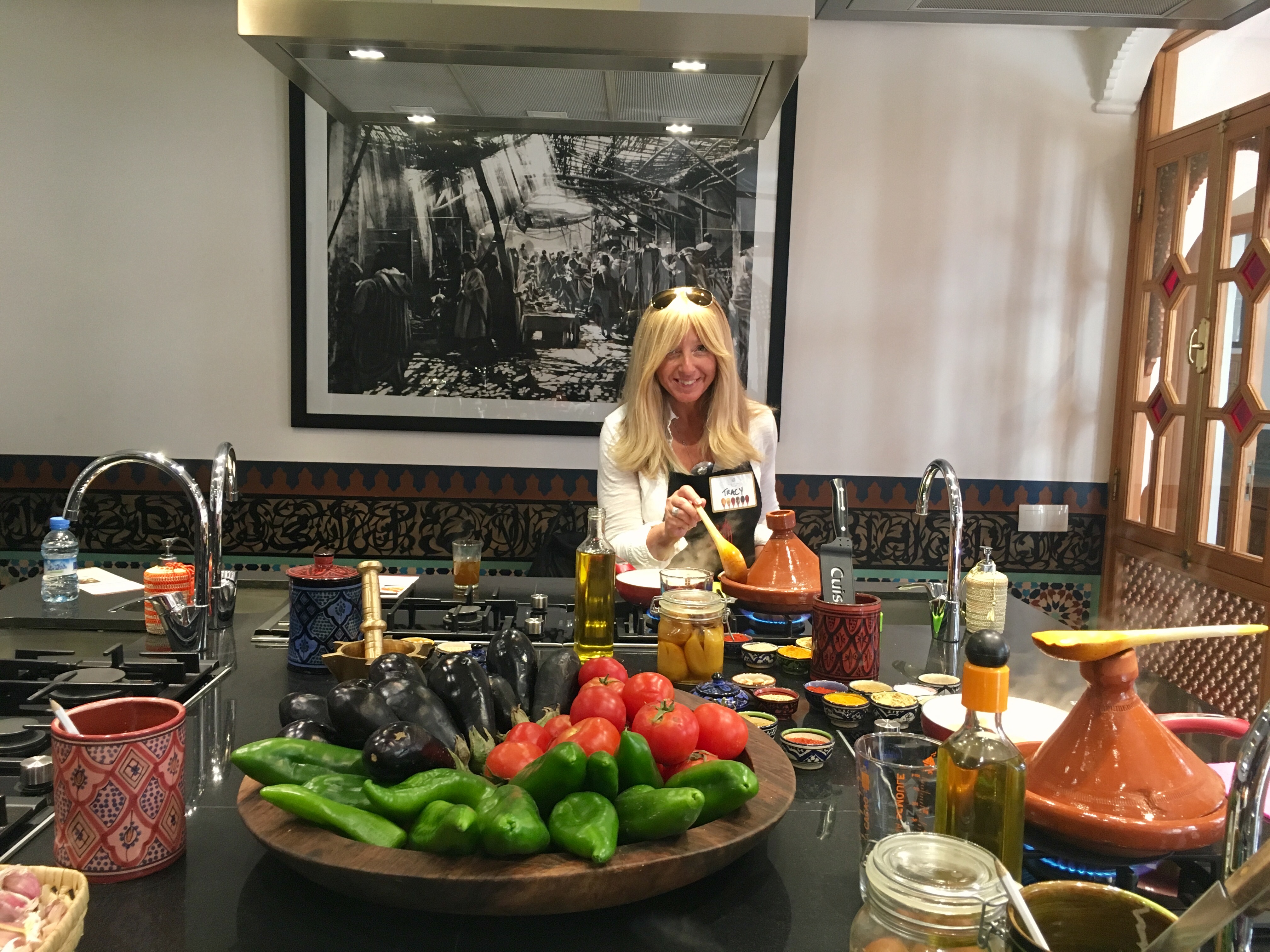 Tracy cooking at La Maison Arabe